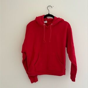 Champion Red Sweater with Ribbed Hem and Cuffs